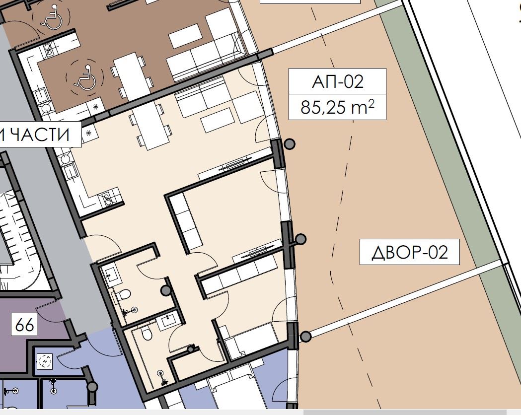 Апартамент с двумя спальнями и собственным двором в новой части Несебра – топ-локация без платы за обслуживание
