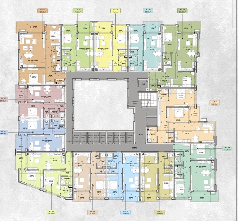 Светлая двухкомнатная квартира на высоком этаже в новом проекте в ж.к. Славейков – удобство и современный городской стиль в Бургасе