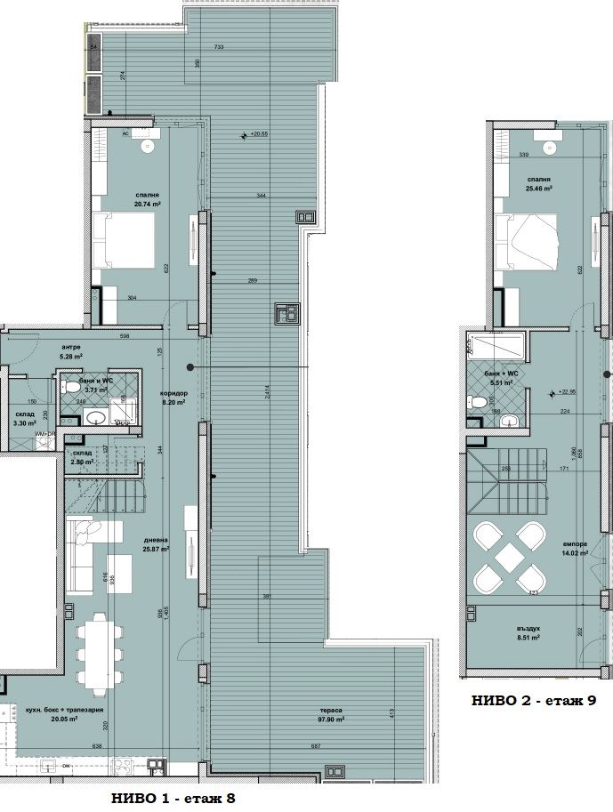 Эксклюзивный двухуровневый апартамент с 2 спальнями и панорамной террасой в новом доме в ж.к. Славейков – простор, роскошь и престиж в Бургасе