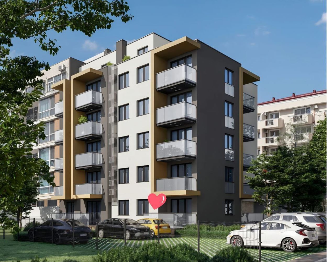 Современная трехкомнатная квартира с парковочным местом в новом комплексе в Солнечном береге