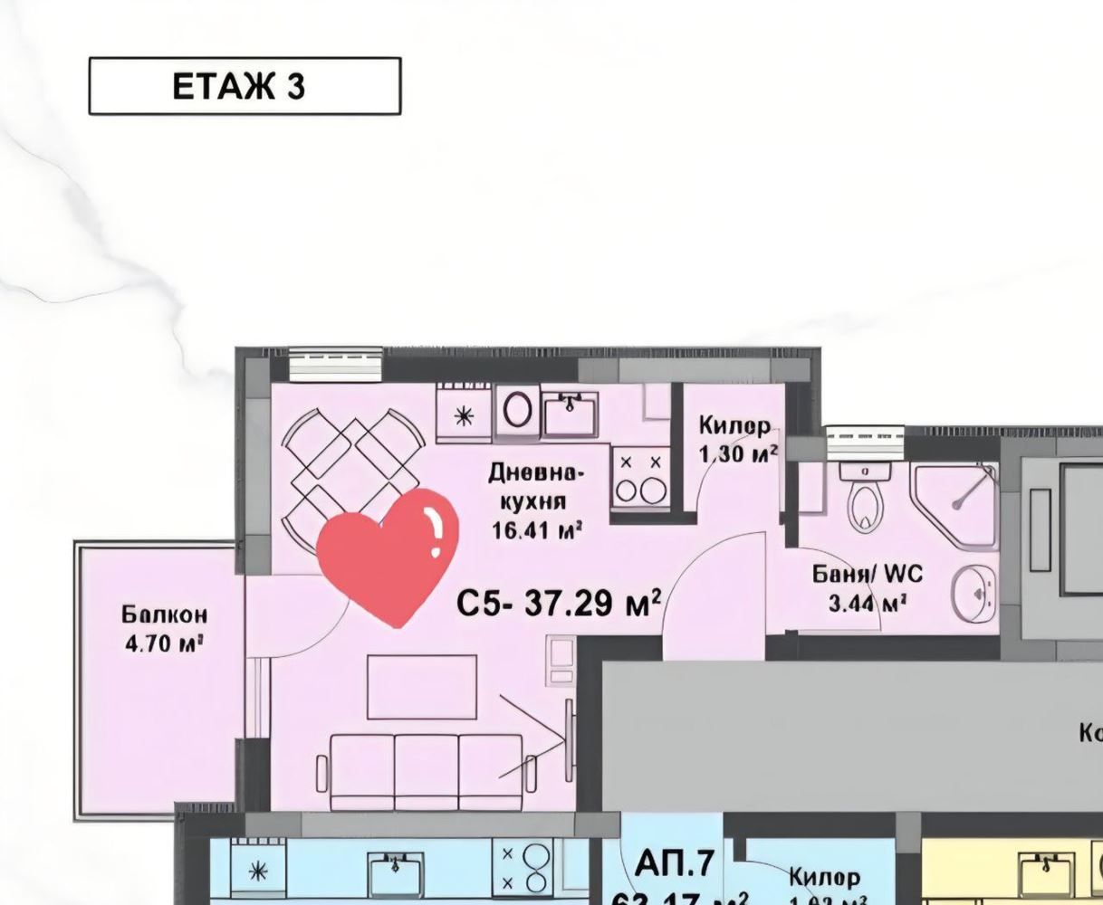 Современная студия в новом здании – отличное расположение и без платы за обслуживание