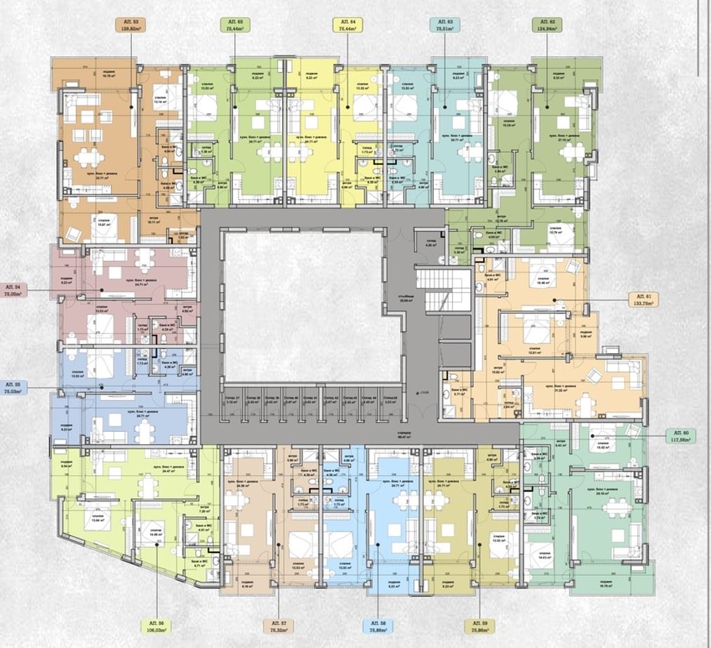 Просторная квартира с 2 спальнями и панорамной лоджией в новом доме в ж.к. Славейков, Бургас