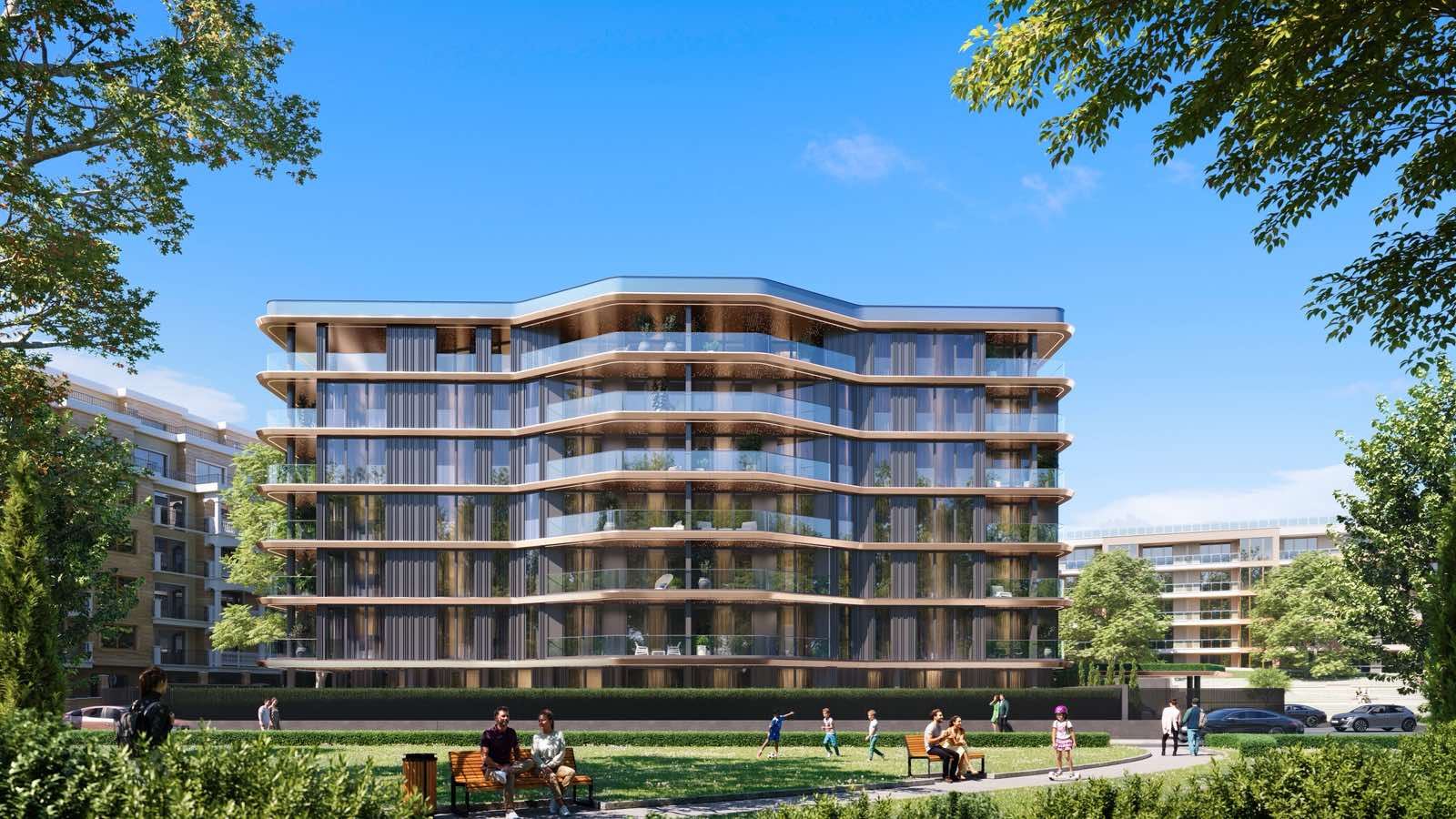 Апартамент с двумя спальнями и собственным двором в новой части Несебра – топ-локация без платы за обслуживание