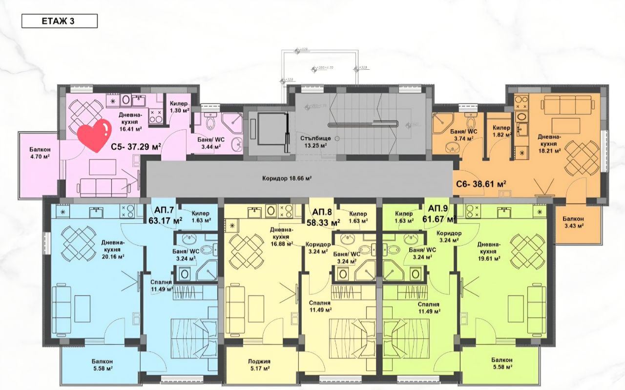 Современная студия в новом здании – отличное расположение и без платы за обслуживание