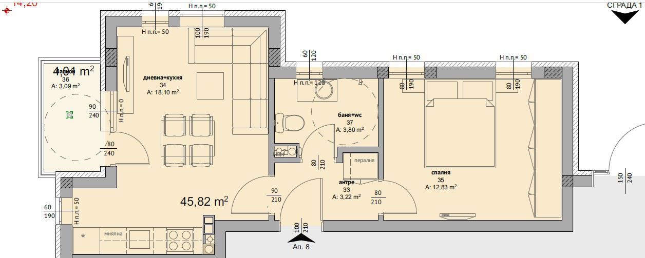 Новая квартира с одной спальней в стильном комплексе с бассейном, в 500 м от пляжа в Равде